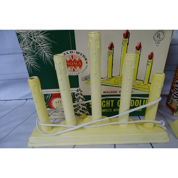 2 Vintage 5 Light Window Candolier Electric Christmas Lights w/ Boxes. - Picture 2 of 5